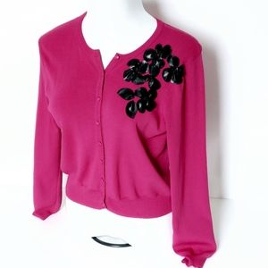 Grace Dane Lewis Pink and Black Cardigan Sweater